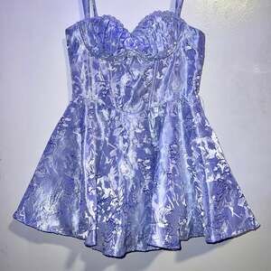 Windsor Alexandra Rhinestone Bodice Floral Satin Mini Dress